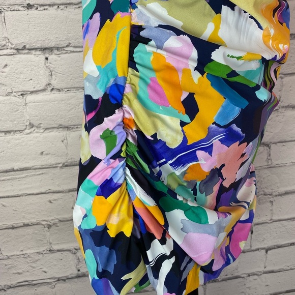 Profile By Gottex Holi Floral Abstract One Piece Bathing Suit Size 22W Bandeau - Picture 6 of 15